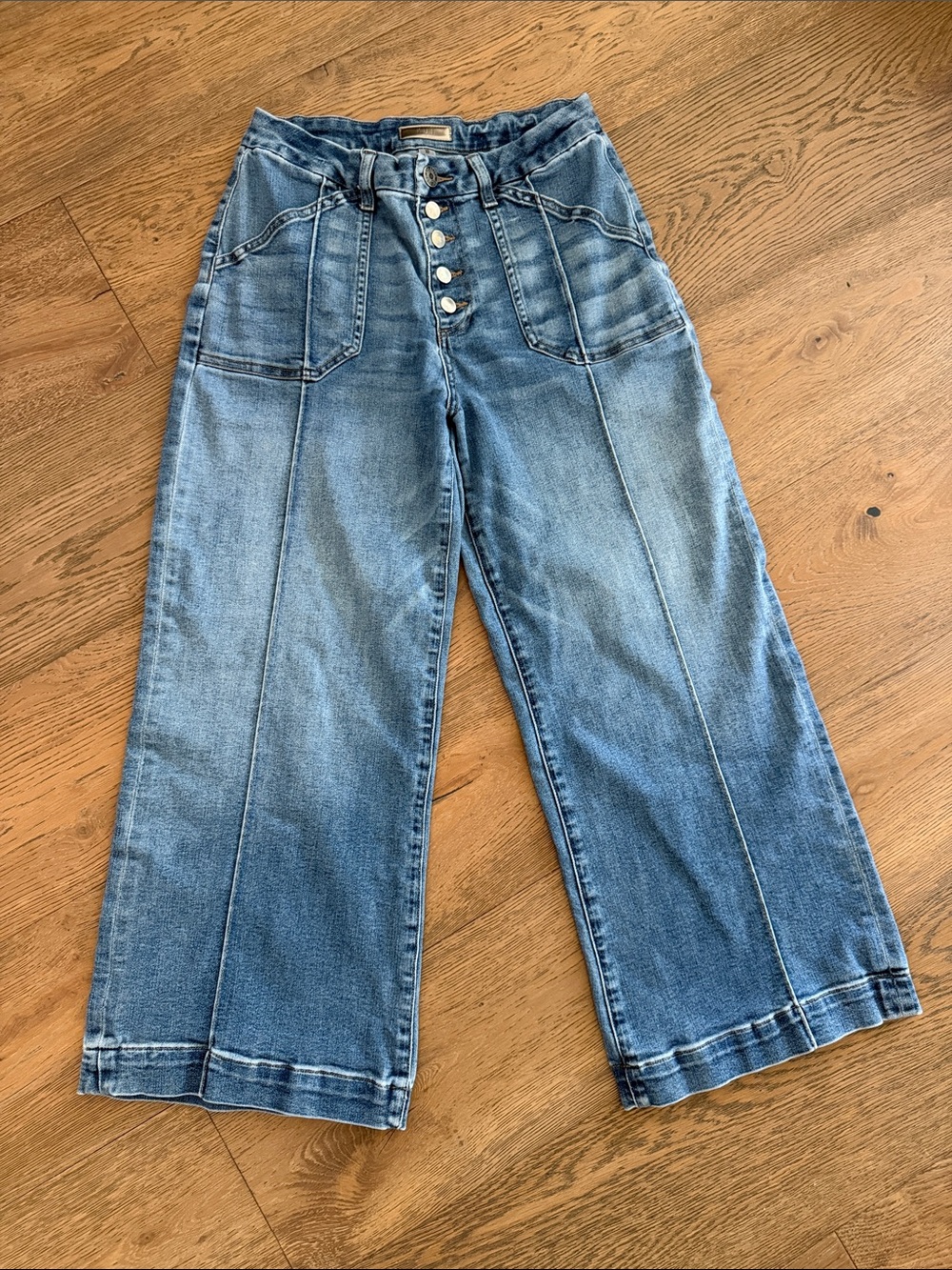 Kut from the Kloth High-Waist Wide Leg Jeans in Blue Wash